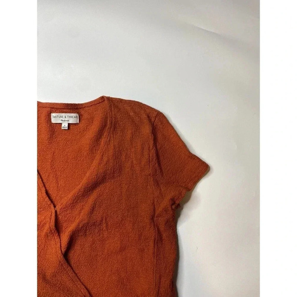 Madewell Womens Size S Texture & Thread Wrap-Tie Blouse Top Rust Orange Cotton - Picture 3 of 8